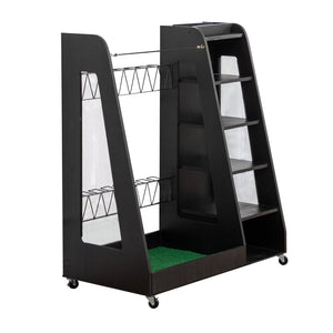 English Elm Golf Bag Storage Rack Wooden 2 Bag Organizer with Shoe Shelf for Garage Basement Black W1422P296350