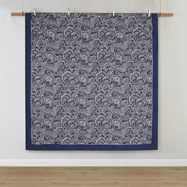 English Elm 12 Piece Madison Park Aubrey Jacquard Comforter Set Cal King Navy Paisley with 100% Cotton Sheets, Luxe Reversible Design and Decorative Pillows B03597016