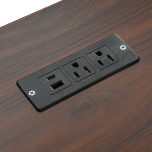 English Elm K&K 54" Farmhouse Kitchen Island Cart with Drop Leaf, Wine Rack, Power Outlet and Rolling Storage White N707P349814W