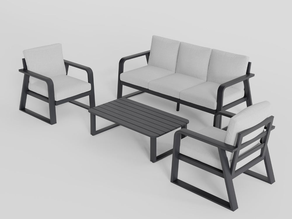 English Elm Fr Outdoor 4 Piece Aluminum Conversation Set with Memory Foam Cushions for Patio T5925S00004