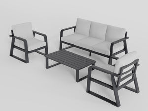 English Elm Fr Outdoor 4 Piece Aluminum Conversation Set with Memory Foam Cushions for Patio T5925S00004