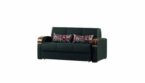 English Elm PrimeNest SlumberCore Collection Upholstered Convertible Loveseat with Storage, Sleeper, Durable PU Finish Black PU B030P281821
