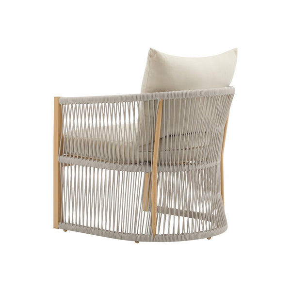 English Elm Christopher Knight Home® - Modern Beige Curved Aluminum Lounge Chair with Rope-Weave, Weatherproof Cushions for Patio Comfort N767P237033B