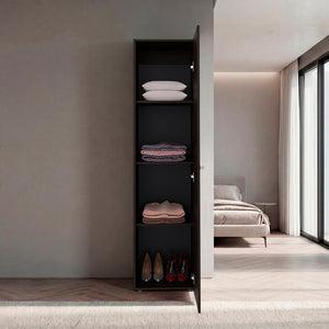 English Elm White Slim Particleboard Storage Cabinet with Four Shelves for Small Bedroom or Hallway B062P483767