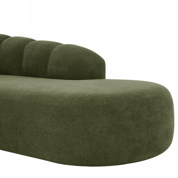 English Elm 80" Curved Sofa Scalloped Bubble Back Polyester Upholstered Modern Living Room Seating Olive Green N771P397555L