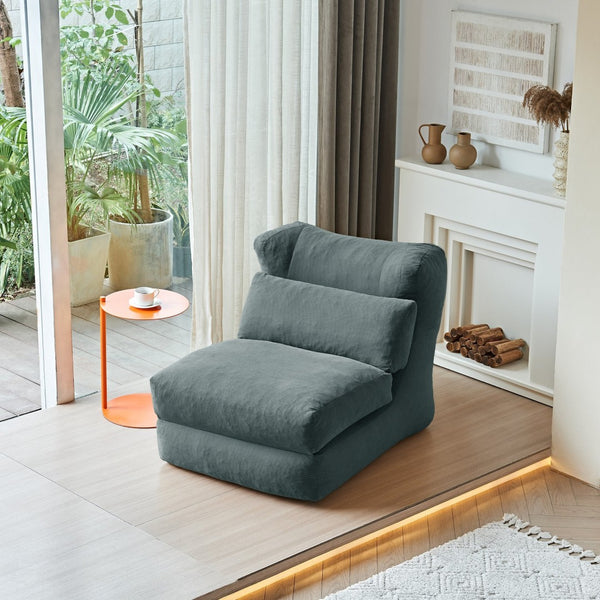 English Elm Cloud Corduroy Sleeper Chair Foldable High Density Foam Seat for Small Space Living Grey W1765P448641