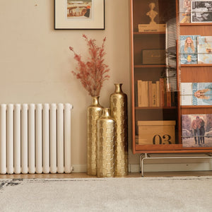 English Elm Floor Metal Vases Set Of 3 - Elegant Tall Decor With White And Gold Accents For Modern Interiors W2796P237520