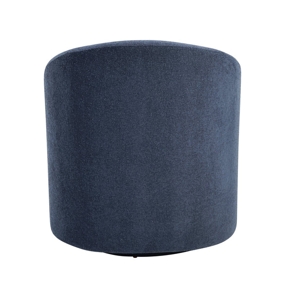 English Elm Blue Boucle Swivel Barrel Chair with Solid Wood Frame, 360° Metal Base, Plush Foam Over Coils, No Assembly Required B011P305078