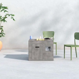 English Elm 24'' Fiber-Reinforced Concrete Outdoor Fire Pit with Hidden Tank Door, 40,000 BTU, Year-Round Use B120P198794