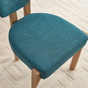 English Elm Wooden Wingback Dining Chairs Chenille Upholstered Farmhouse Set for Kitchen Comfort Teal W3244P316082