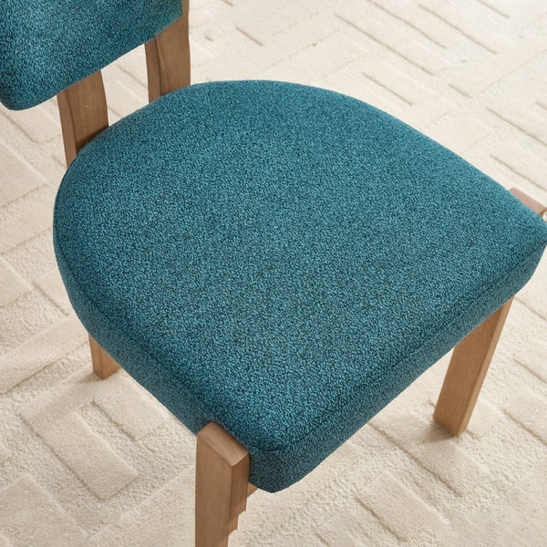 English Elm Wooden Wingback Dining Chairs Chenille Upholstered Farmhouse Set for Kitchen Comfort Teal W3244P316082