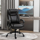 English Elm Vinsetto Big and Tall 400Lbs Executive Office Chair With Wide Seat, Computer Desk Chair With High Back Pu Leather Ergonomic Upholstery, Adjustable Height and Swivel Wheels, Brown