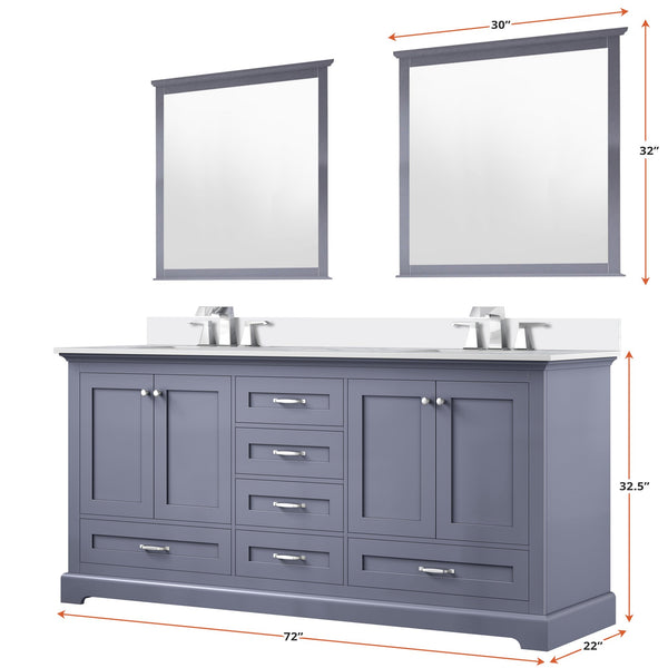 English Elm Dark Grey Double Bath Vanity 72 in W x 22 in D with Cultured Marble Top, Solid Wood, Soft-Close Storage Designed for Durability and Easy Installation B2731P258393