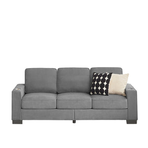 English Elm 83.86"Snowfleece Luxurious 3-Seater Sofa with High-Density Sponge & Spring Support, Cozy Velvet Gray W1359P215068