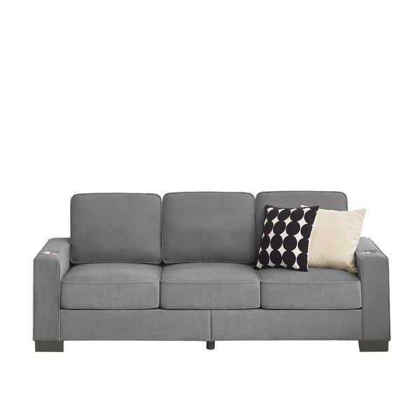English Elm 83.86"Snowfleece Luxurious 3-Seater Sofa with High-Density Sponge & Spring Support, Cozy Velvet Gray W1359P215068