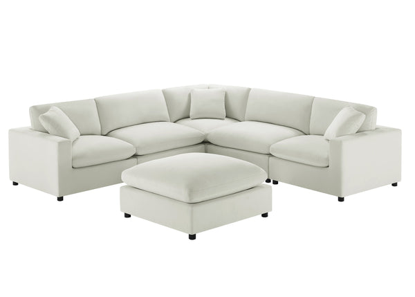 English Elm Caylie Modular 6-Piece Sectional In Ivory - Versatile Comfort, Family-Friendly, Plush Seating Solution B050S00030