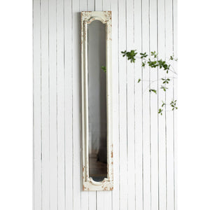 English Elm 11.8x1.6x69.3" Arched Leaning Floor Mirror Weathered Wood Frame Vintage Farmhouse W2078P492176