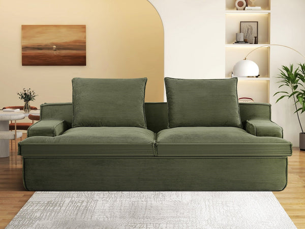 English Elm Nimbus Oversized Full Foam 4-Seater Sofa — 90" Wide Corduroy Comfort, No Assembly, Wide Arms, Ergonomic Green B2735P271456