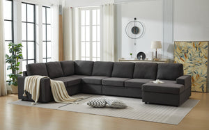 English Elm Large Modular L Shaped Sectional Sofa with Plush Cushions for Contemporary Living Rooms B2730S00053