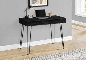 English Elm Computer 40" Modern Home Office Desk with Hairpin Legs, Dual Cubby Storage, Stable Metal Base Black 44 L x 22 W x 5 H B2710P219941