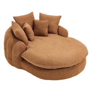 English Elm Oversized Memory Foam Chenille Bean Bag Sofa with Ergonomic Back Support, 3 Large & 2 Small Pillows Orange W395P359410