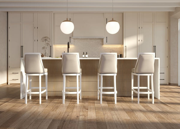 English Elm Swivel Bar Stool Tall Back Gray Faux Leather Seat Modern Kitchen Counter Height B2751P436457