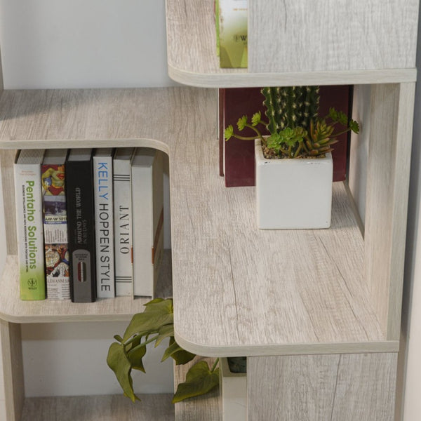 English Elm 90cm L-shaped Corner Bookcase Five Tier Open Shelving Unit for Home Office W2899P444149