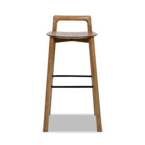 English Elm Jennifer Taylor Home - Sven Modern 30" Low Back Ash Wood Barstool with Black Iron Footrest — Durable, Sustainable Design Dark Brown B2719P395566