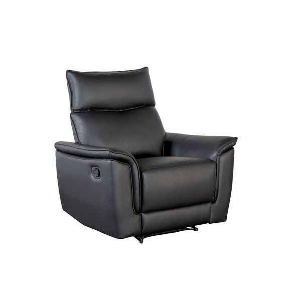 English Elm Black Leather‑Match Recliner Chair with Flared Padded Arms and Welt Trim — Stylish Comfort for Living Room Black 40 L x 31 W x 27 H B2741P387104