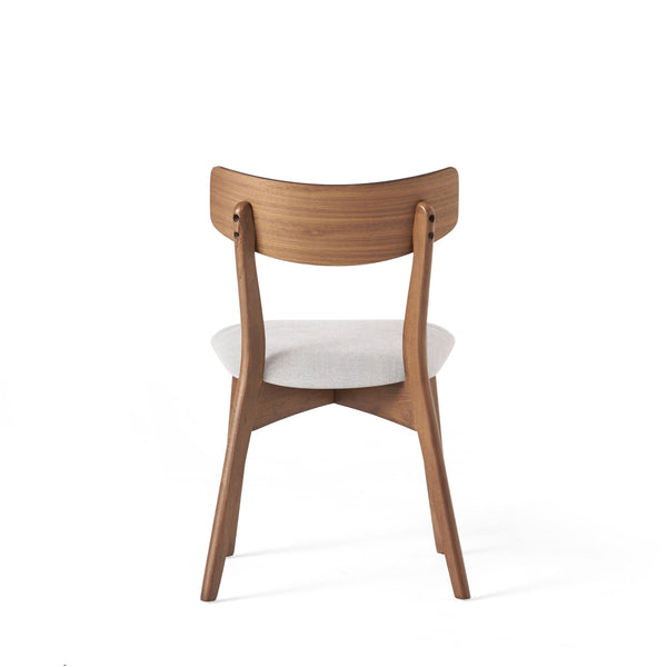 English Elm Christopher Knight Home® - Mid-Century Walnut Frame Upholstered Dining Chairs Set of 2 — Sleek Retro Design, Comfortable Seating, Durable Rubberwood Finish Light beige N768P189387L