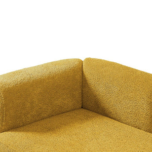 English Elm Upholstered Boucle Chaise Lounge with Foam Spring Seat and Warm Wooden Legs W5515P437358