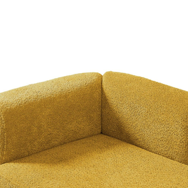 English Elm Upholstered Boucle Chaise Lounge with Foam Spring Seat and Warm Wooden Legs W5515P437358