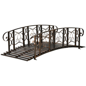 English Elm Outsunny Steel Arch Garden Bridge with Vine Motifs Powder Coated for Outdoor Use W2225P229224