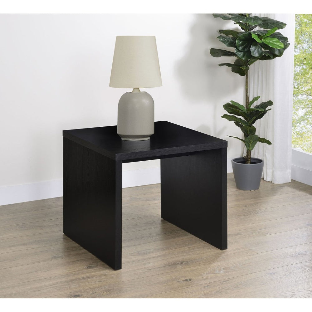 English Elm Canyon Matte Black Square End Table Scratch Resistant Surface for Modern Living Spaces B062P448032