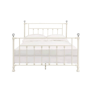English Elm Comet Metal Full Bed with Elegant Spindle Headboard and Footboard, Sturdy Frame, Box Spring Ready White 68 L x 42 W x 5 H B2726P265254