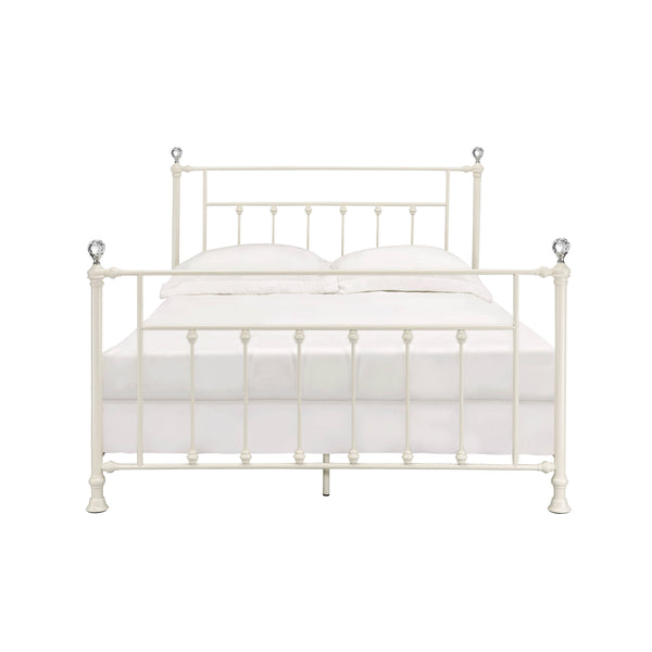 English Elm Comet Metal Full Bed with Elegant Spindle Headboard and Footboard, Sturdy Frame, Box Spring Ready White 68 L x 42 W x 5 H B2726P265254