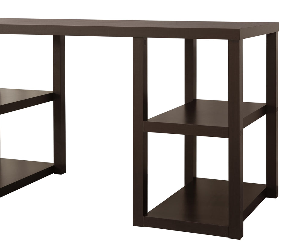 English Elm Cappuccino Oak Desk Mahogany MDF with 4 Storage Shelves, Melamine Veneer, Space-Saving Open Design B2699P237461