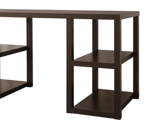 English Elm Cappuccino Oak Desk Mahogany MDF with 4 Storage Shelves, Melamine Veneer, Space-Saving Open Design B2699P237461