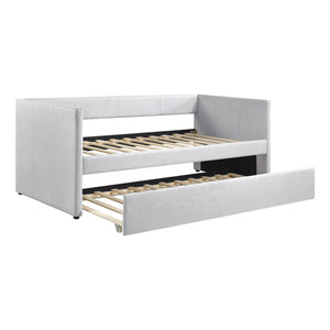 English Elm 1pc Trudy Daybed with Trundle Upholstered Fabric Modern Wooden Frame Versatile Guest Sofa Bed Gray 82.5 L x 33 W x 6.5 H B011P256690