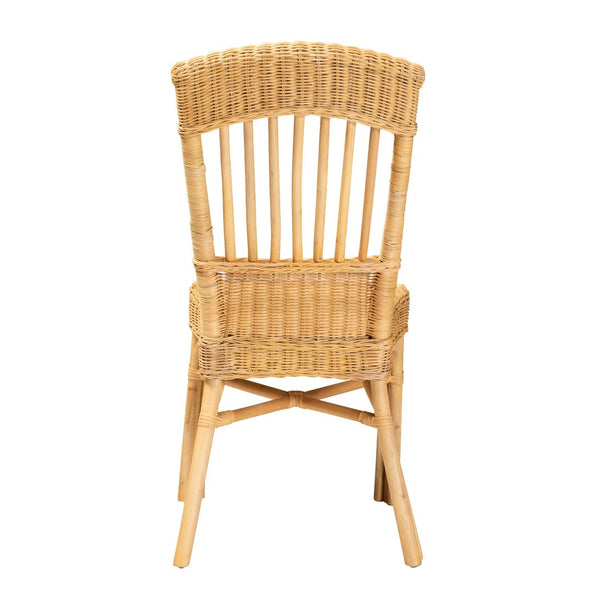 English Elm Modern Boho Rattan Rod Dining Chair Set of Two with Crisscross Base for Casual Spaces B2750P420369