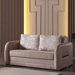 English Elm PrimeNest Flyte Collection Upholstered Convertible Loveseat with Storage, Sleeper Sofa for Small Spaces Beige B030P281818