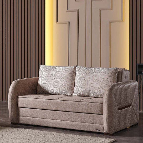 English Elm PrimeNest Flyte Collection Upholstered Convertible Loveseat with Storage, Sleeper Sofa for Small Spaces Beige B030P281818