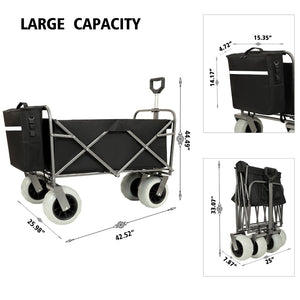 English Elm Beach Utility Wagon Heavy Duty Steel Frame All Terrain Pneumatic Tires Folding Hauler W2932P253147