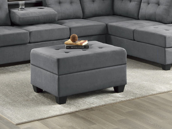 English Elm Modern Microfiber Sectional Sofa with Tufted Cushions Reversible Chaise and Built-in Cupholders Dark Gray B011S00933