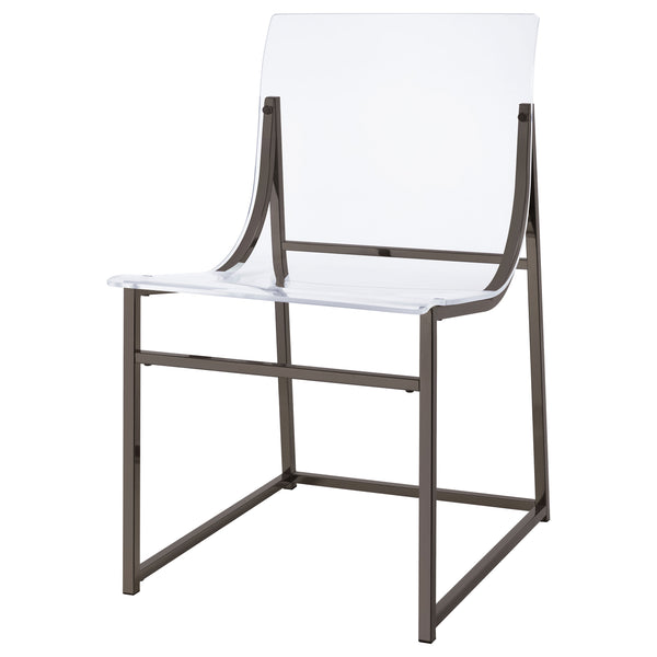 English Elm Fancher Black Nickel Acrylic Side Chairs Set of 2 — Pop Art Industrial Metal Frame, Clear Acrylic Modern Seating B062P299920