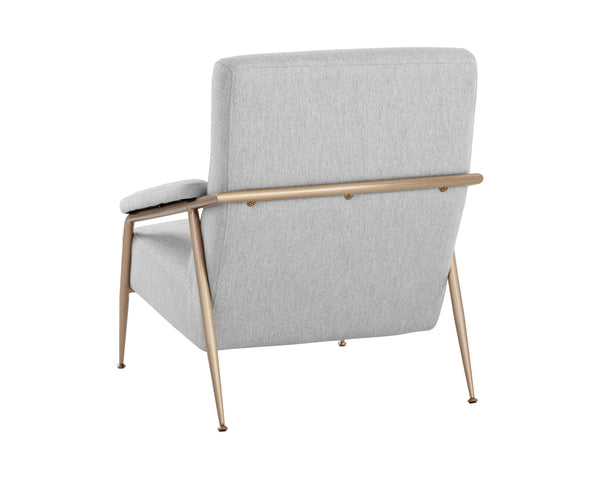 Sunpan Tutti Lounge Chair - Elegant Mid-Century Design with Clean Lines and Antique Brass Stainless Steel Frame San Remo Winter Cloud