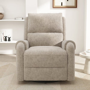 English Elm Manual Recliner Swivel Rocker Massage Chair Chenille Nursery and Living Room Seat Oatmeal N763P347287O