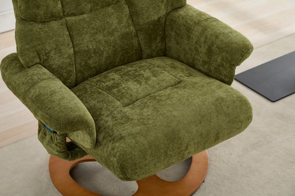 English Elm 069dr-ergonomic Swivel Recliner with Massage Heating Chenille Wingback Lounge Chair Green W527S00011