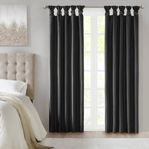 Madison Park Emilia Transitional Twist Tab Total Blackout Window Curtain Panel MP40-8336 Black