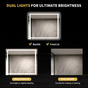 English Elm 40" Led Vanity Mirror Dual Front Back Lighting Anti-fog Dimmable Bathroom Wall Mount W1920P493149